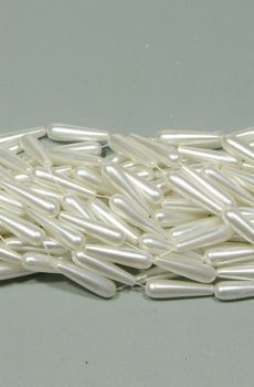 03-175 fehér tekla csepp gyöngy 6x30mm