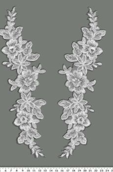 06-1192 Tüll alapú zsinóros fehér páros csipke