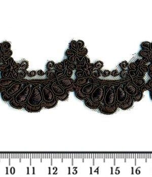 06-1210 Fekete zsinórozott szegő csipke 3,5cm széles