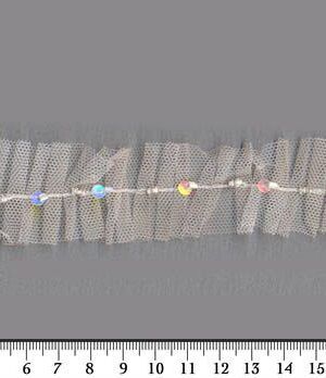 06-900 fehér tüll szegő, flitterrel 3cm