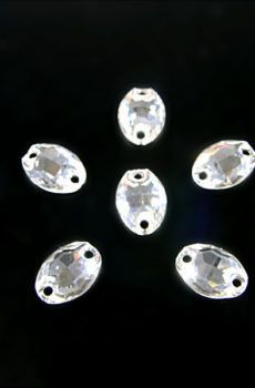 19-087 Ezüst ovális kristály varrható 10x7 mm