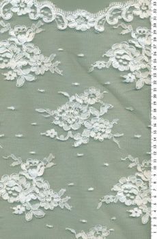 fehér rachel (francia) csipkeanyag – finoman zsinórozott, kivágható virágmotívumokkal