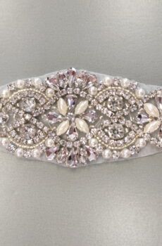 06-1286 Kristályos menyasszonyi öv dísz 5x14,5 cm