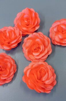30-27 Neon narancssárga szatén pufi rózsa 5cm