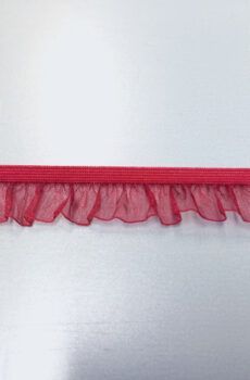 31-080-50 Meggypiros színű fodros gumiszalag 2cm széles