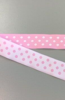 31-080-2 Rózsaszín pöttyös szalag 2 cm széles
