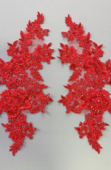 06-1316 Piros flitteres páros csipke 13,5 cm x 28,5 cm